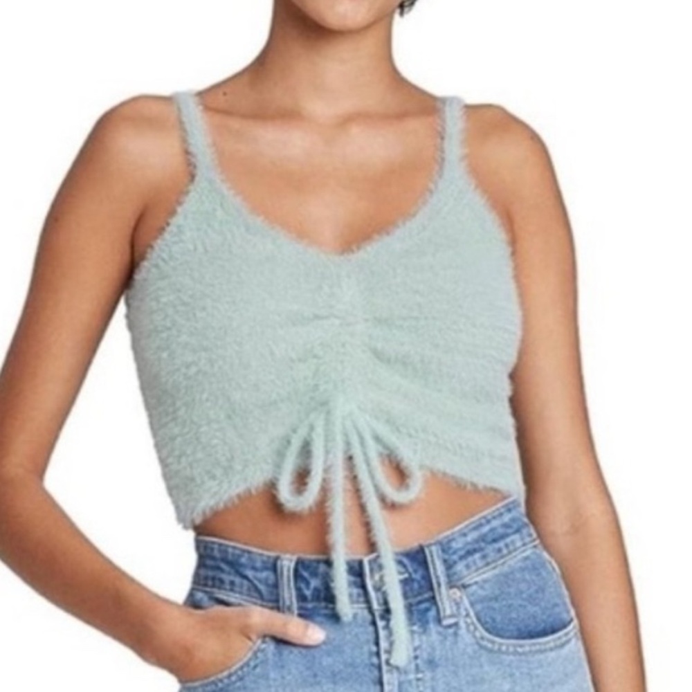 Wild Fable Fuzzy Ruched V Neck Sweater Cropped Tank Top
